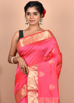 Pink Kanjivaram Silk Saree With Blouse Piece - Indian Silk House Agencies