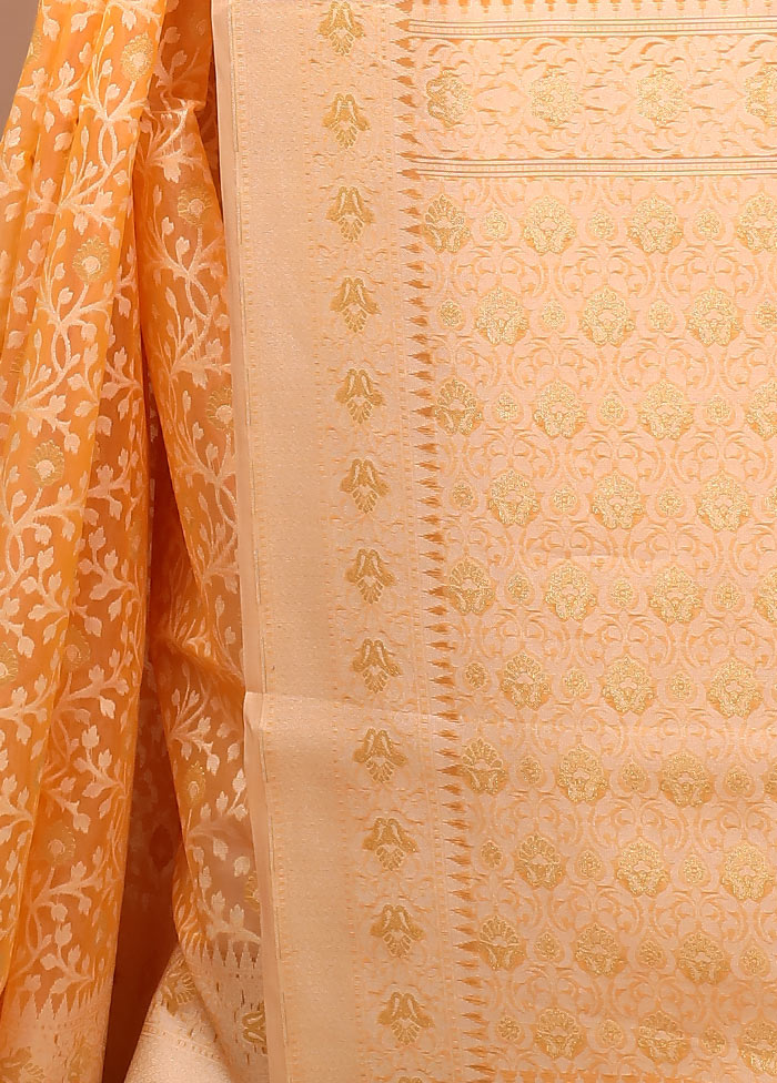 Light Yellow Kora Silk Saree With Blouse Piece - Indian Silk House Agencies