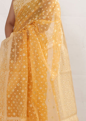 Yellow Kora Silk Saree With Blouse Piece - Indian Silk House Agencies