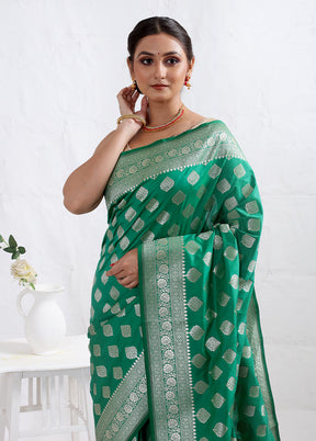 Green Uppada Silk Saree With Blouse Piece - Indian Silk House Agencies