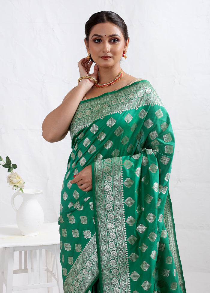 Green Uppada Silk Saree With Blouse Piece - Indian Silk House Agencies