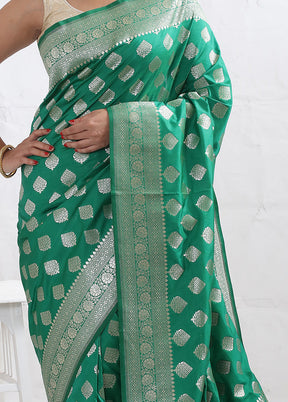 Green Uppada Silk Saree With Blouse Piece - Indian Silk House Agencies