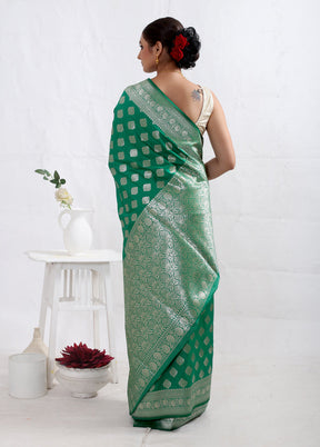 Green Uppada Silk Saree With Blouse Piece - Indian Silk House Agencies