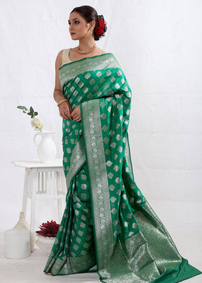 Green Uppada Silk Saree With Blouse Piece - Indian Silk House Agencies