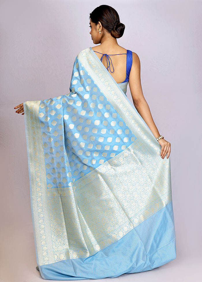 Sky Blue Uppada Silk Saree With Blouse Piece - Indian Silk House Agencies