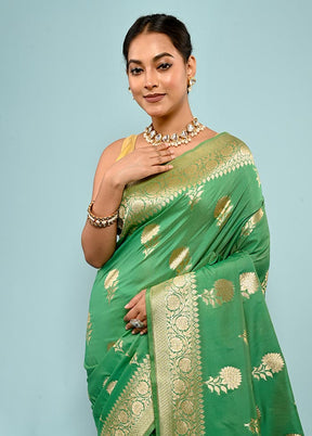 Green Uppada Silk Saree With Blouse Piece - Indian Silk House Agencies