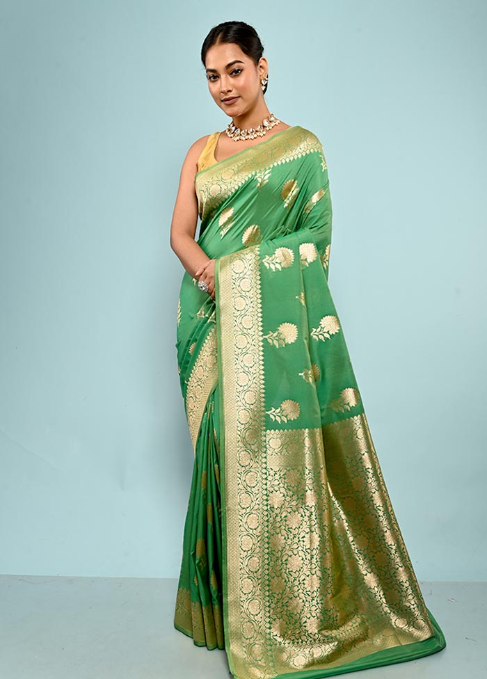 Green Uppada Silk Saree With Blouse Piece - Indian Silk House Agencies