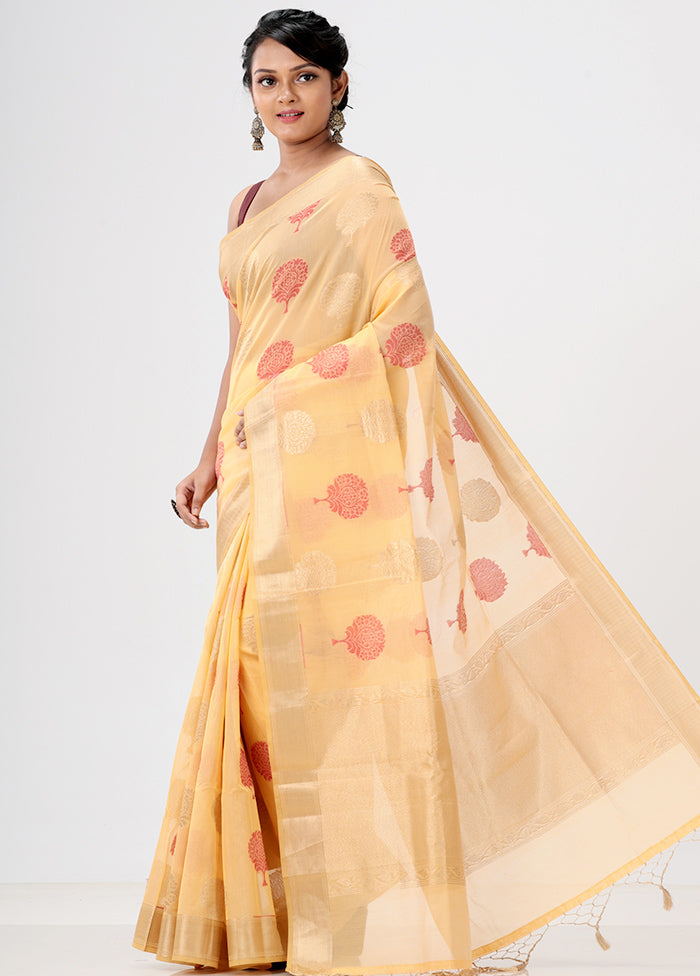 Yellow Kora Silk Saree With Blouse Piece - Indian Silk House Agencies