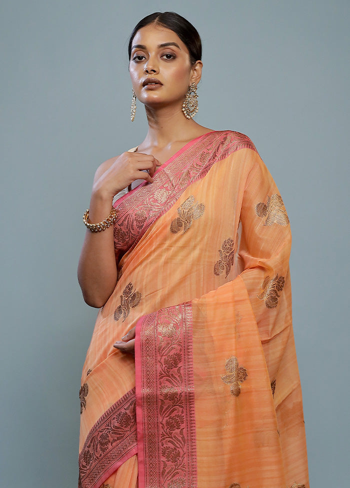 Rust Kora Silk Saree With Blouse Piece - Indian Silk House Agencies