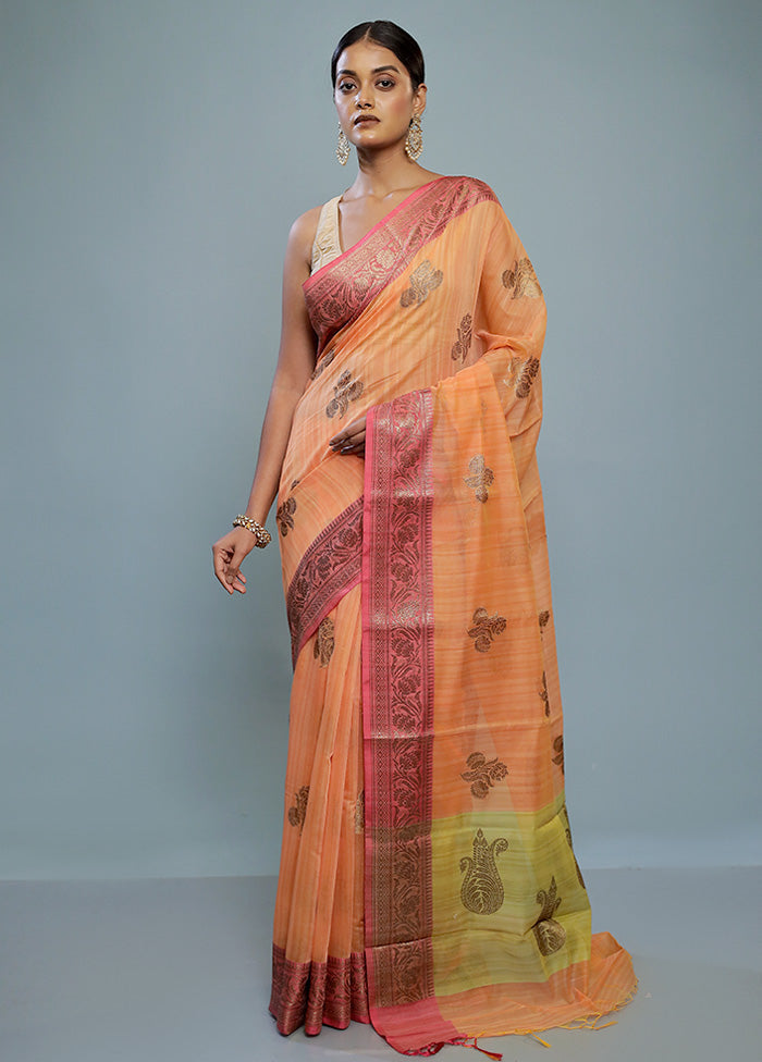 Rust Kora Silk Saree With Blouse Piece - Indian Silk House Agencies