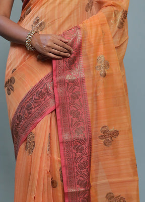 Rust Kora Silk Saree With Blouse Piece - Indian Silk House Agencies