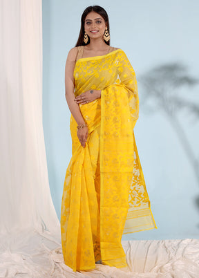 Yellow Matka Silk Saree With Blouse Piece - Indian Silk House Agencies