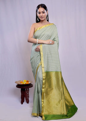 Green Kanjivaram Silk Saree With Blouse Piece - Indian Silk House Agencies