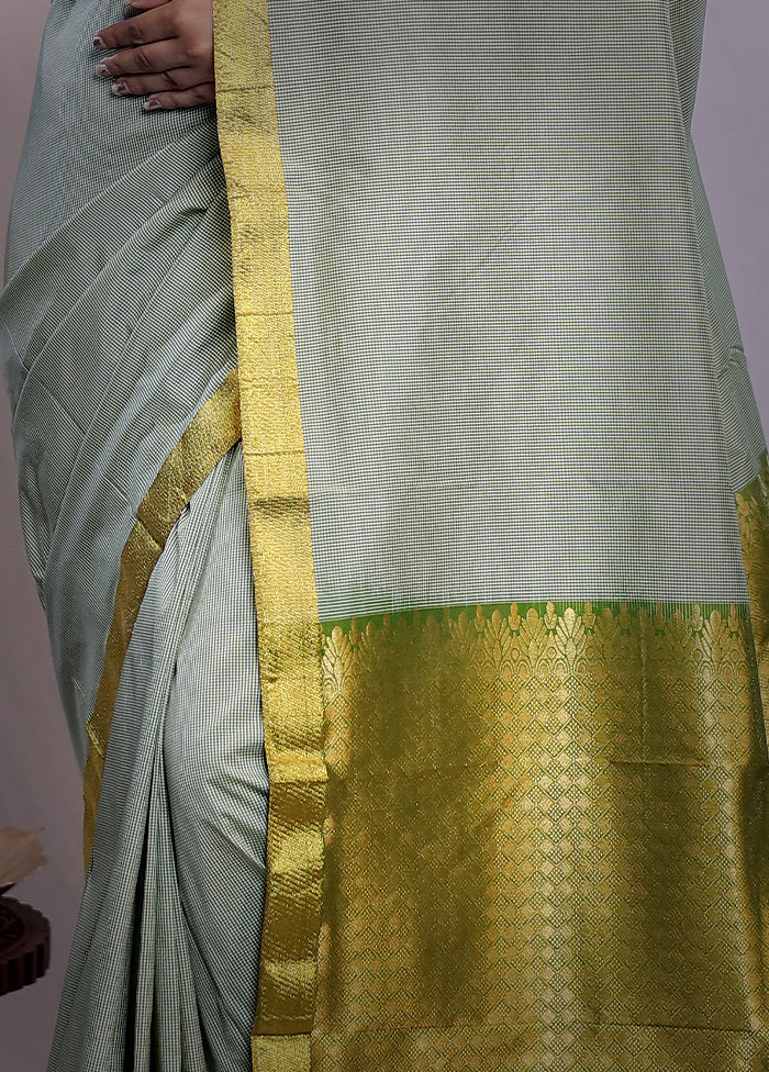 Green Kanjivaram Silk Saree With Blouse Piece - Indian Silk House Agencies