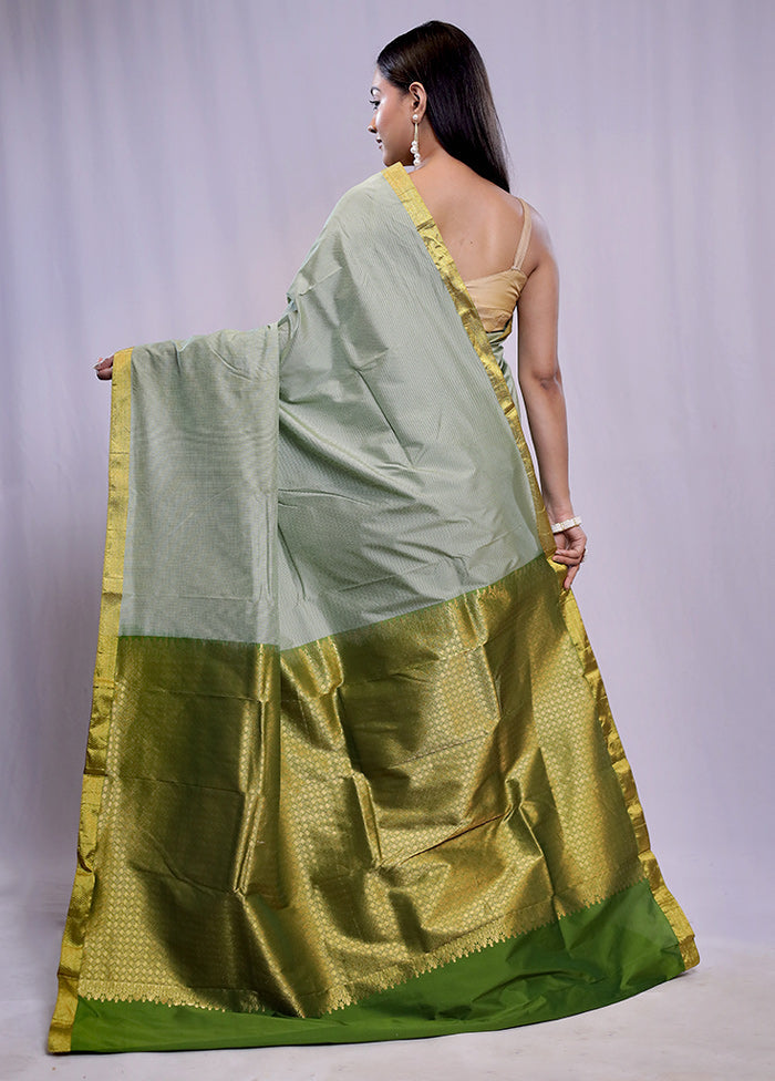 Green Kanjivaram Silk Saree With Blouse Piece - Indian Silk House Agencies