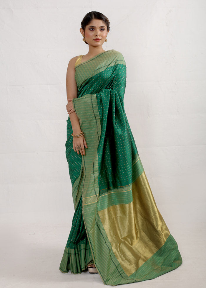 Green Kanjivaram Silk Saree With Blouse Piece - Indian Silk House Agencies