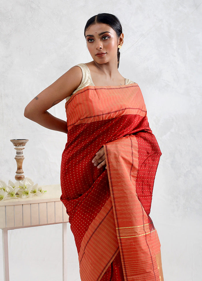 Maroon Kanjivaram Silk Saree With Blouse Piece - Indian Silk House Agencies