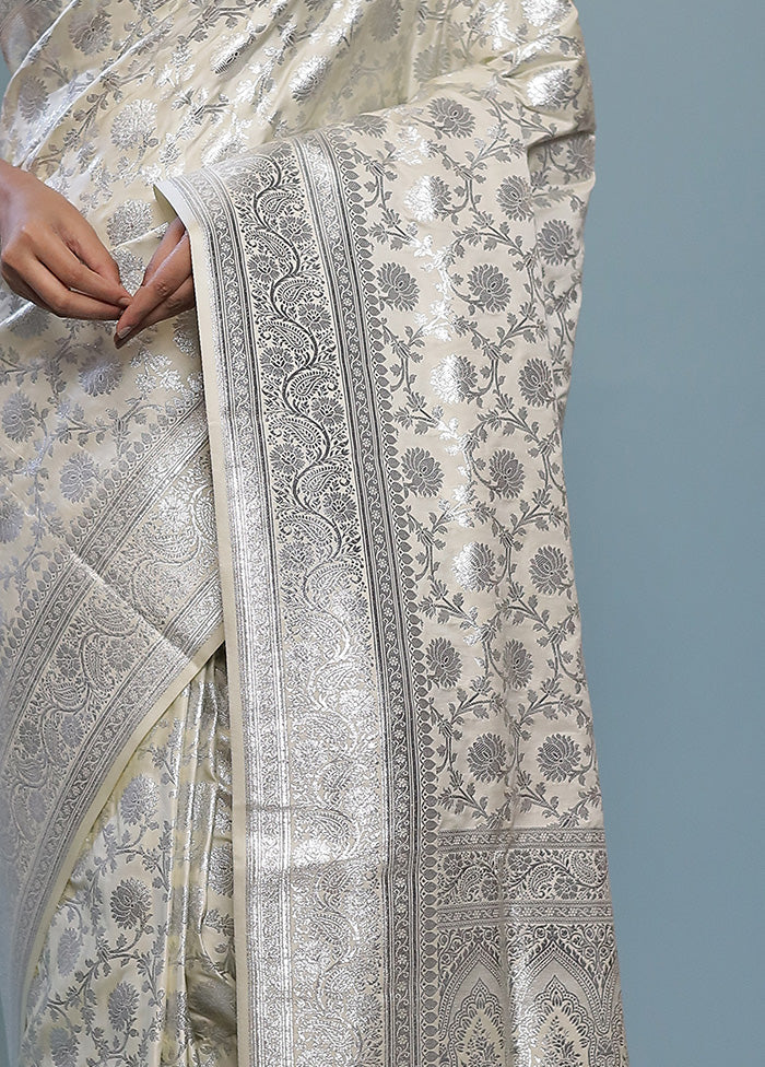 Grey Banarasi Silk Saree With Blouse Piece - Indian Silk House Agencies