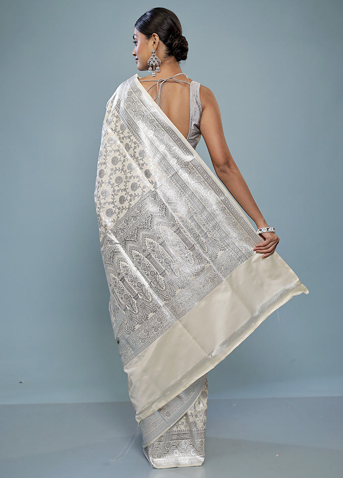 Grey Banarasi Silk Saree With Blouse Piece - Indian Silk House Agencies