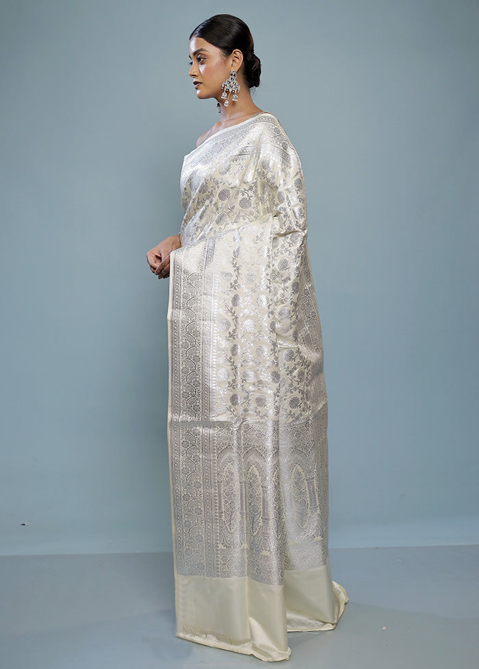 Grey Banarasi Silk Saree With Blouse Piece - Indian Silk House Agencies