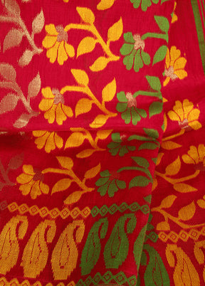 Pink Tant Jamdani Saree Without Blouse Piece - Indian Silk House Agencies