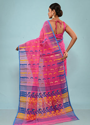 Pink Tant Jamdani Saree Without Blouse Piece - Indian Silk House Agencies