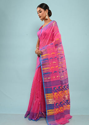 Pink Tant Jamdani Saree Without Blouse Piece - Indian Silk House Agencies