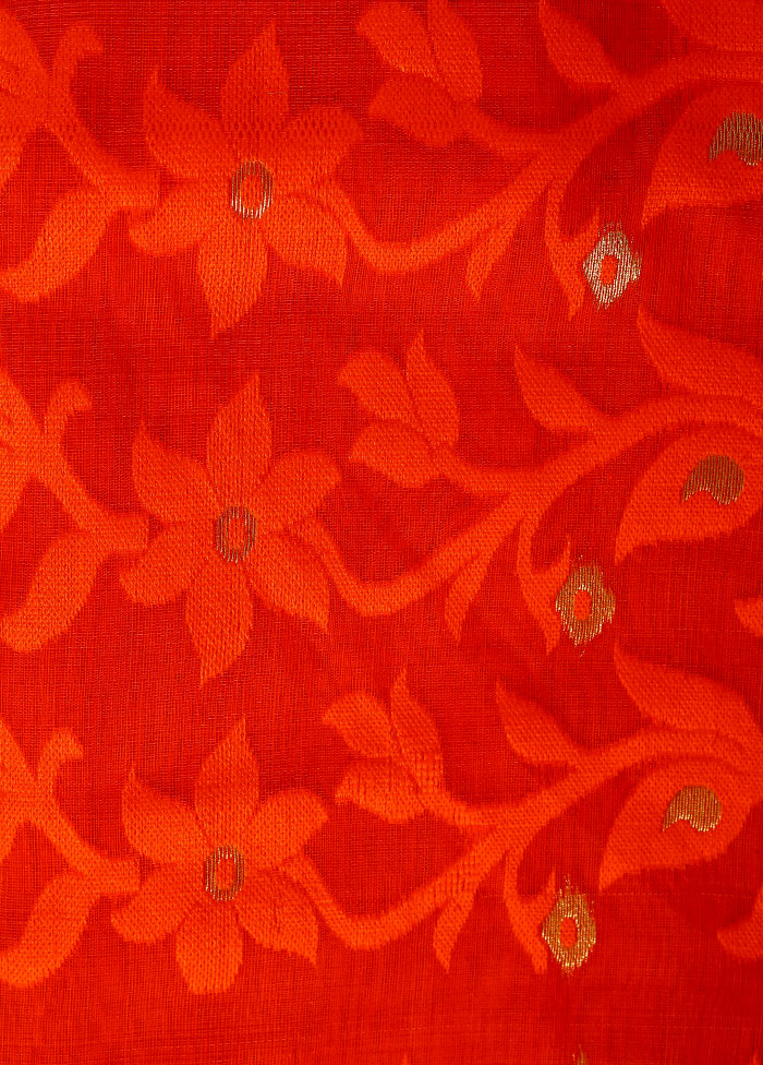 Orange Tant Jamdani Saree Without Blouse Piece - Indian Silk House Agencies