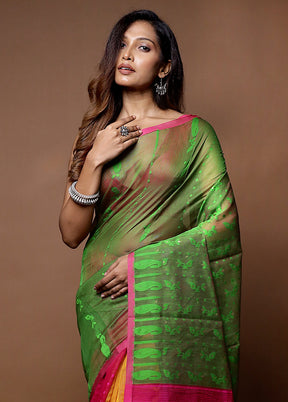 Multicolor Tant Jamdani Saree Without Blouse Piece