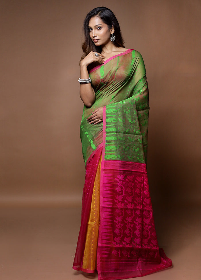 Multicolor Tant Jamdani Saree Without Blouse Piece