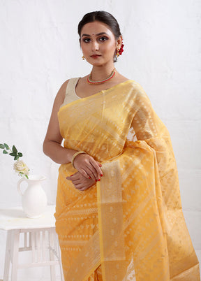 Yellow Cotton Saree With Blouse Piece - Indian Silk House Agencies