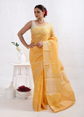 Yellow Cotton Saree With Blouse Piece - Indian Silk House Agencies