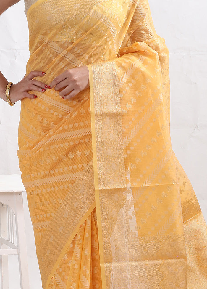 Yellow Cotton Saree With Blouse Piece - Indian Silk House Agencies