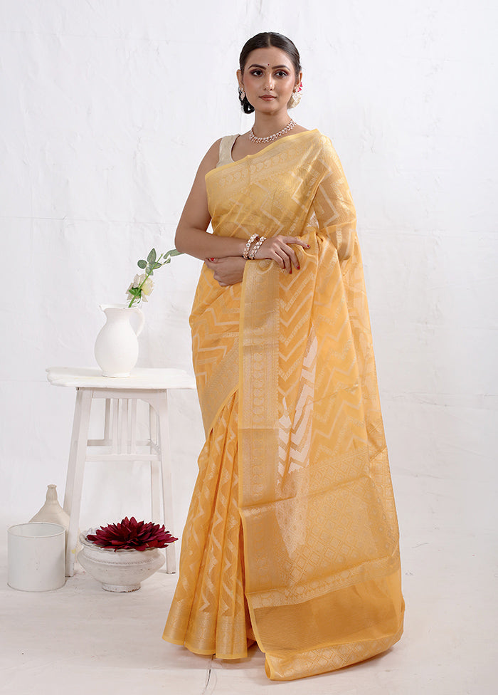 Yellow Cotton Saree With Blouse Piece - Indian Silk House Agencies