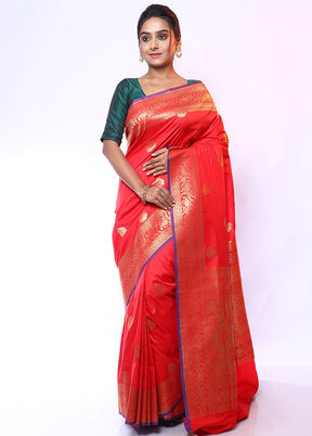 Red Uppada Silk Saree With Blouse Piece - Indian Silk House Agencies