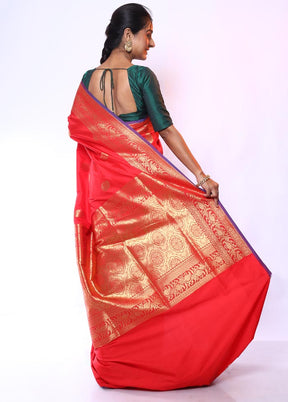 Red Uppada Silk Saree With Blouse Piece - Indian Silk House Agencies