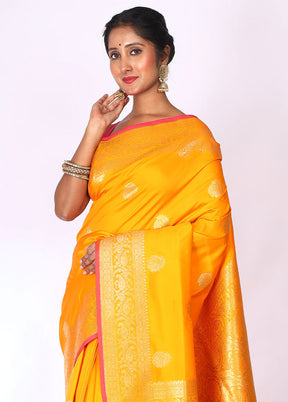 Orange Uppada Silk Saree With Blouse Piece - Indian Silk House Agencies