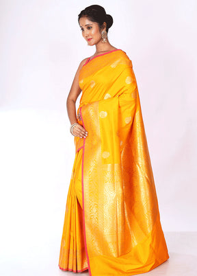 Orange Uppada Silk Saree With Blouse Piece - Indian Silk House Agencies