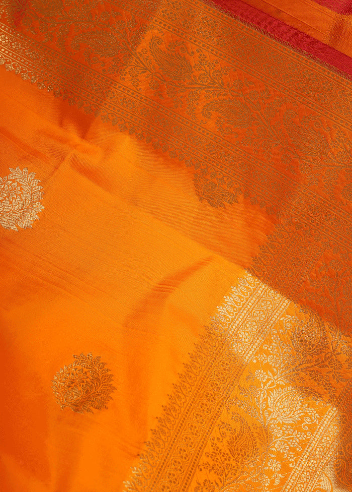 Orange Uppada Silk Saree With Blouse Piece - Indian Silk House Agencies