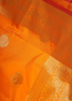 Orange Uppada Silk Saree With Blouse Piece - Indian Silk House Agencies