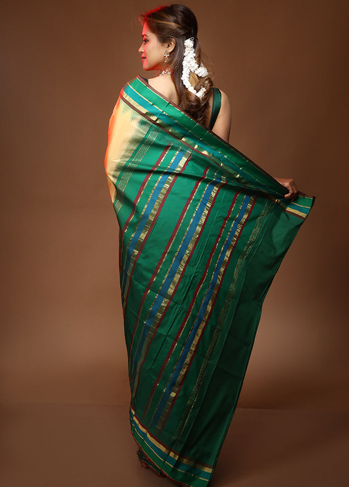 Golden Kanjivaram Silk Saree With Blouse Piece - Indian Silk House Agencies