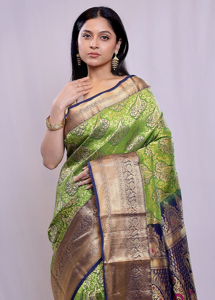 Green Kanjivaram Pure Silk Saree With Blouse Piece - Indian Silk House Agencies