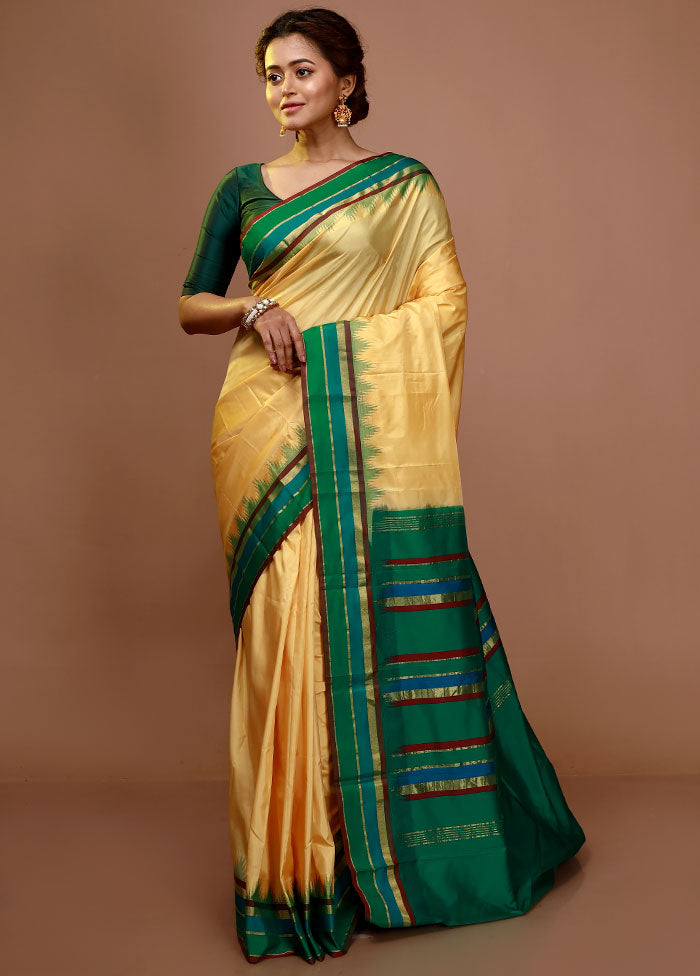 Yellow Kanjivaram Silk Saree With Blouse Piece - Indian Silk House Agencies