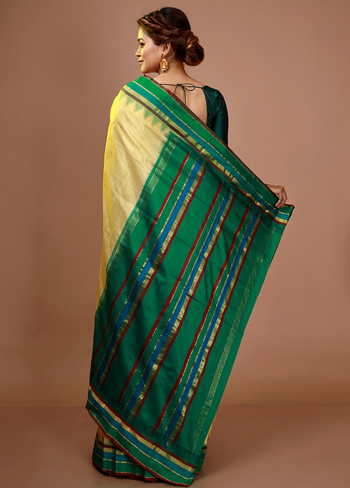 Yellow Kanjivaram Silk Saree With Blouse Piece - Indian Silk House Agencies