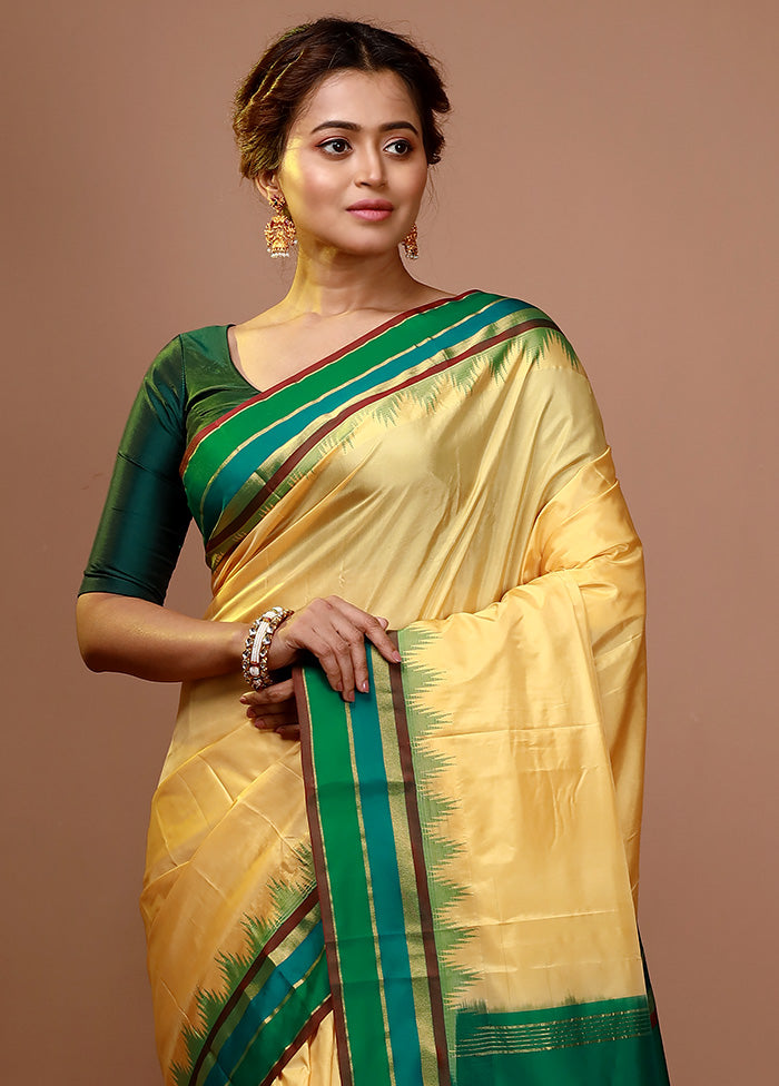 Yellow Kanjivaram Silk Saree With Blouse Piece - Indian Silk House Agencies