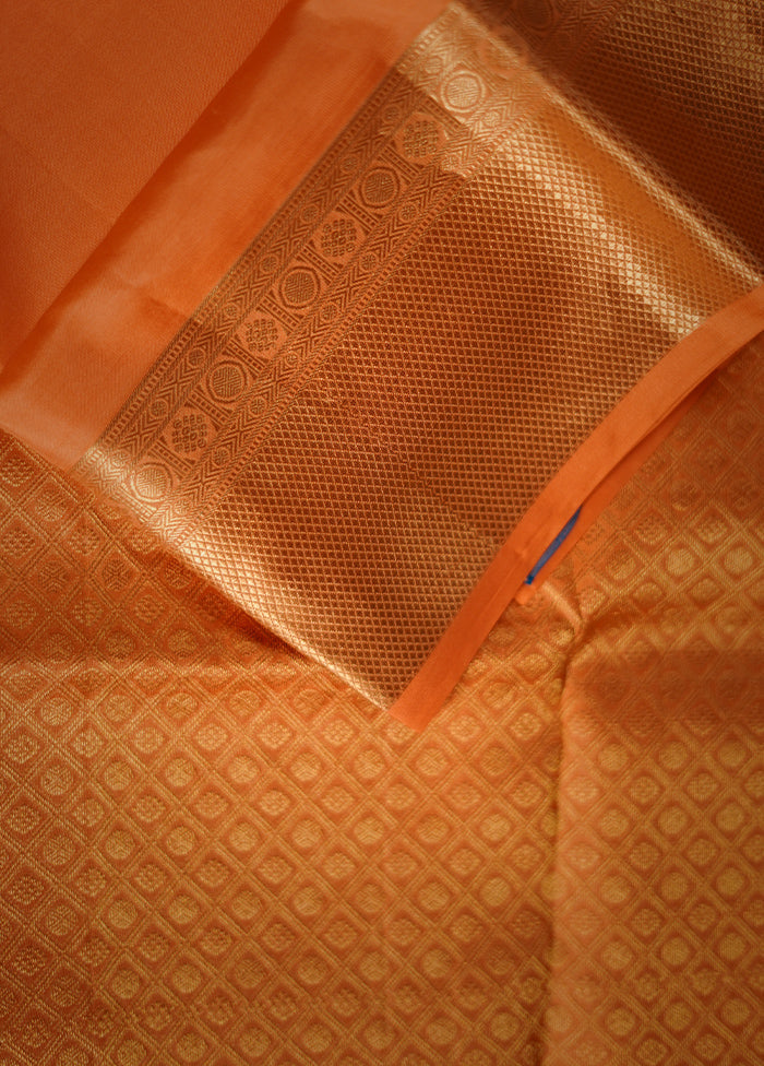 Rust Kanjivaram Pure Silk Saree With Blouse Piece - Indian Silk House Agencies