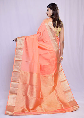 Rust Kanjivaram Pure Silk Saree With Blouse Piece - Indian Silk House Agencies