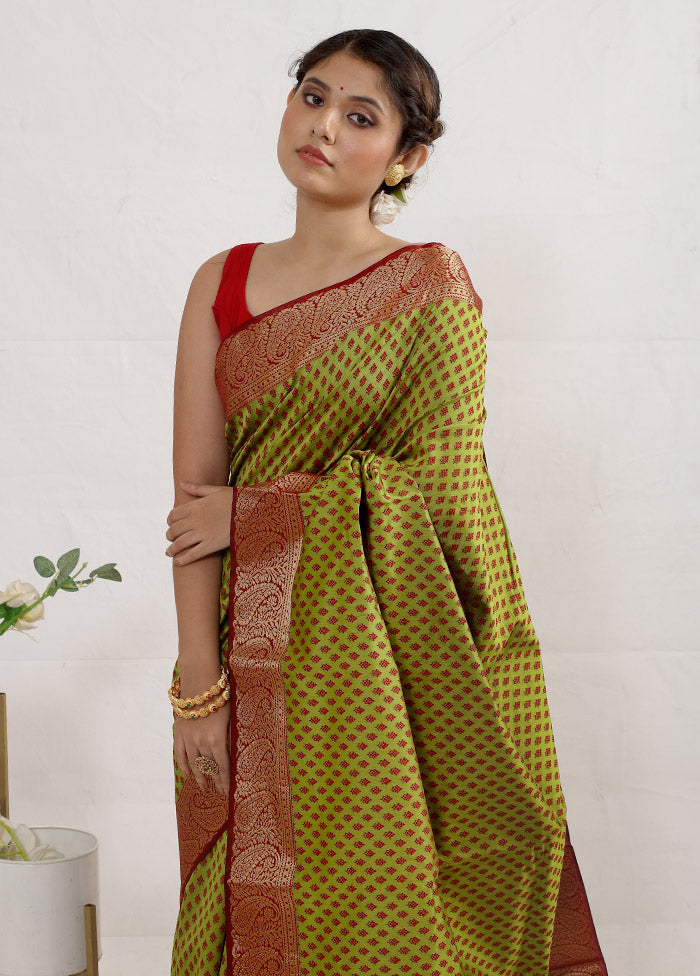 Green Cotton Saree Without Blouse Piece - Indian Silk House Agencies