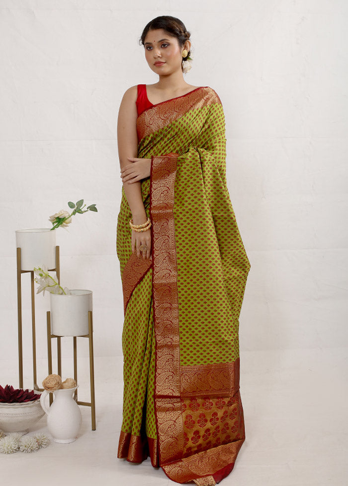 Green Cotton Saree Without Blouse Piece - Indian Silk House Agencies