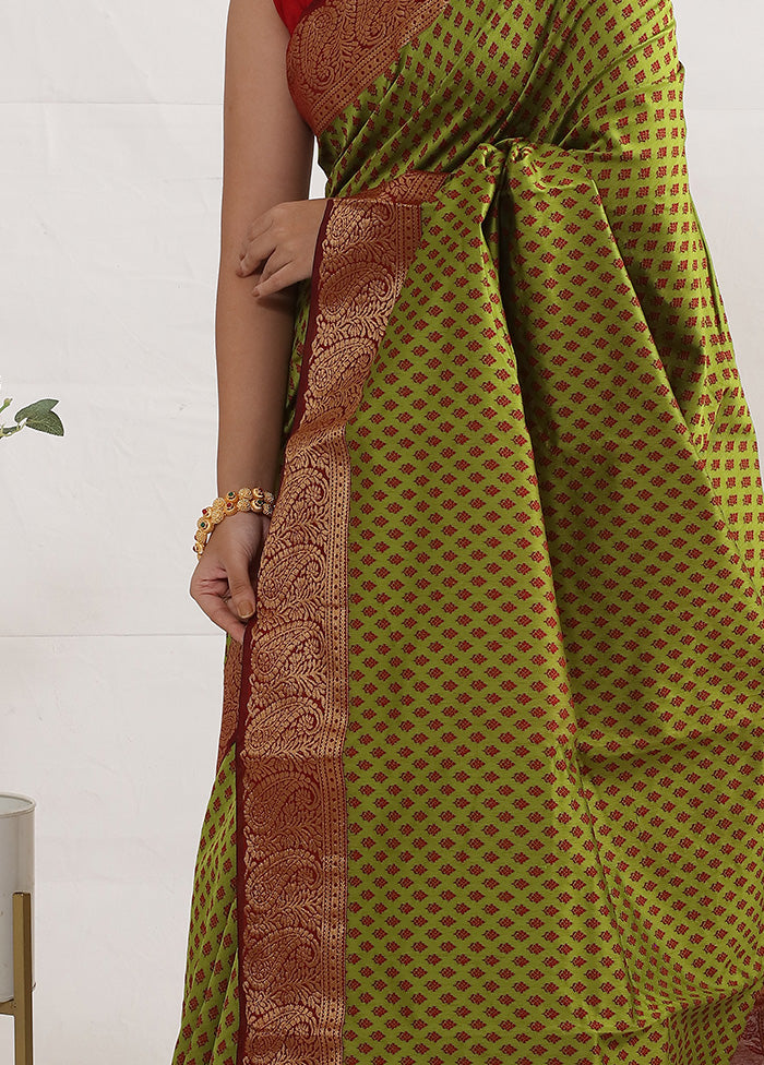 Green Cotton Saree Without Blouse Piece - Indian Silk House Agencies